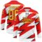 Custom Fire Red Gold Black-White Lightning Hockey Lace Neck Jersey