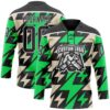 Custom Black Green Cream-White Lightning Hockey Lace Neck Jersey
