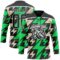 Custom Black Green Cream-White Lightning Hockey Lace Neck Jersey