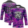 Custom Purple Black Cream-White Lightning Hockey Lace Neck Jersey
