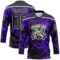 Custom Purple Black-White Lightning Hockey Lace Neck Jersey