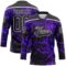 Custom Purple Black-White Lightning Hockey Lace Neck Jersey