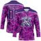Custom Purple Black Pink-White Lightning Hockey Lace Neck Jersey