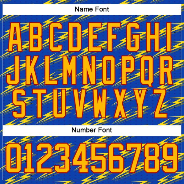 Custom Thunder Blue Gold-Red Lightning Hockey Lace Neck Jersey