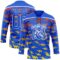 Custom Thunder Blue Red Yellow-White Lightning Hockey Lace Neck Jersey