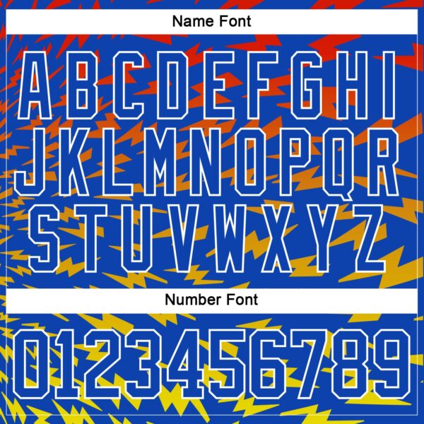 Custom Thunder Blue Red Yellow-White Lightning Hockey Lace Neck Jersey