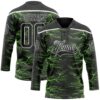 Custom Black Green-White Lightning Hockey Lace Neck Jersey