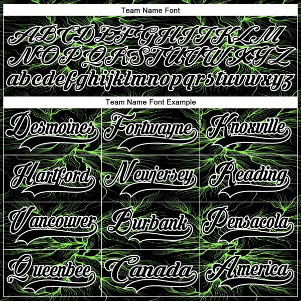 Custom Black Green-White Lightning Hockey Lace Neck Jersey