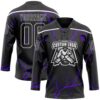 Custom Black Purple-White Lightning Hockey Lace Neck Jersey