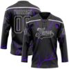 Custom Black Purple-White Lightning Hockey Lace Neck Jersey