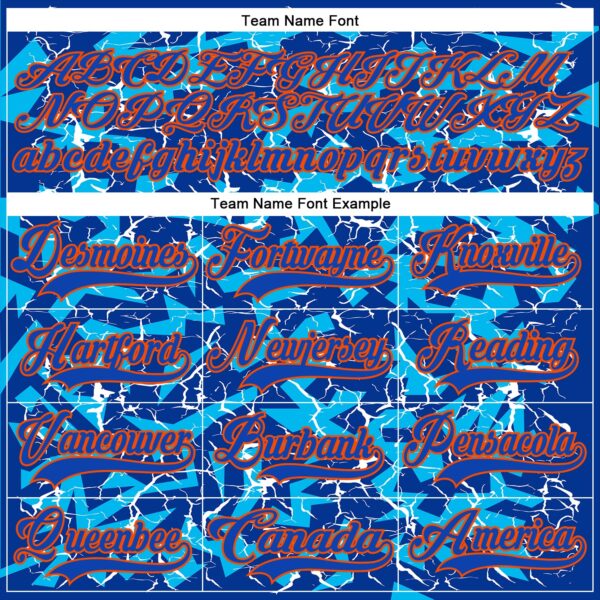 Custom Thunder Blue Orange-Black Lightning Hockey Lace Neck Jersey