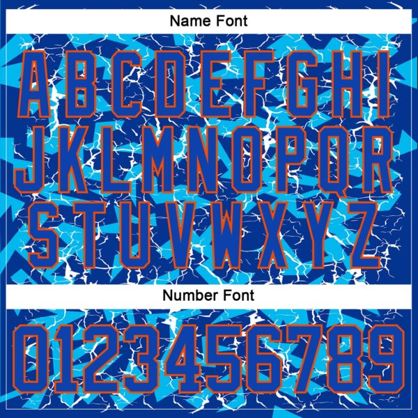 Custom Thunder Blue Orange-Black Lightning Hockey Lace Neck Jersey