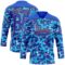 Custom Thunder Blue Orange-Black Lightning Hockey Lace Neck Jersey