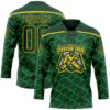 Custom Green Yellow Lightning Hockey Lace Neck Jersey
