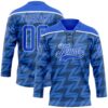 Custom Thunder Blue White Lightning Hockey Lace Neck Jersey