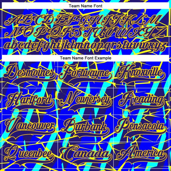 Custom Blue Dark Purple-Yellow Lightning Hockey Lace Neck Jersey