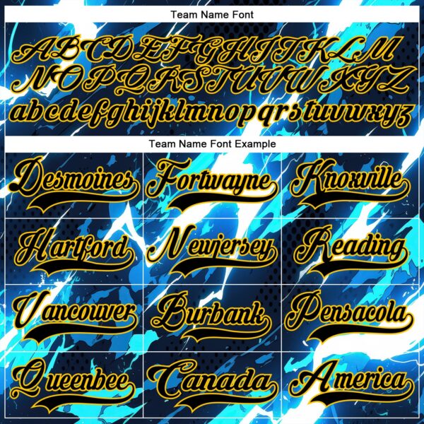 Custom Black Blue Yellow-White Lightning Hockey Lace Neck Jersey