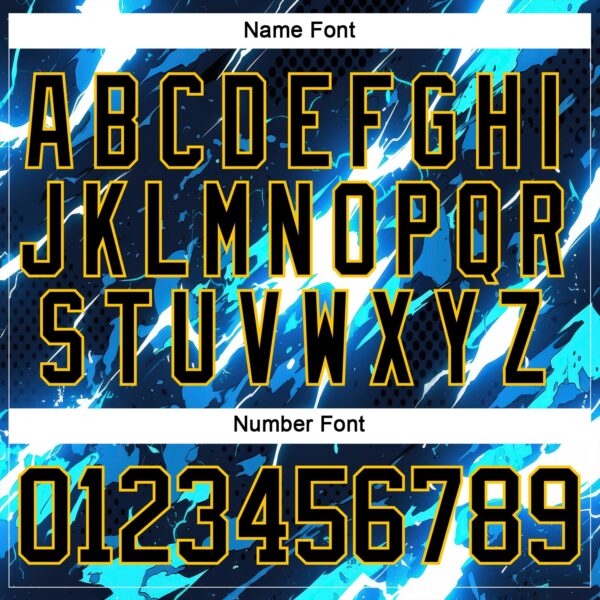 Custom Black Blue Yellow-White Lightning Hockey Lace Neck Jersey