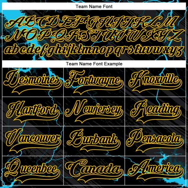 Custom Black Blue-Yellow Lightning Hockey Lace Neck Jersey