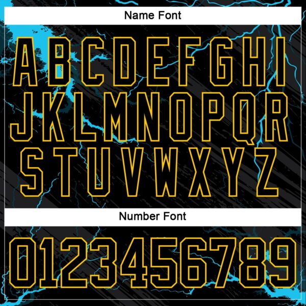 Custom Black Blue-Yellow Lightning Hockey Lace Neck Jersey