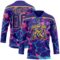 Custom Dark Purple Pink Blue-Yellow Lightning Hockey Lace Neck Jersey