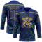 Custom Royal Green Black-Yellow Lightning Hockey Lace Neck Jersey
