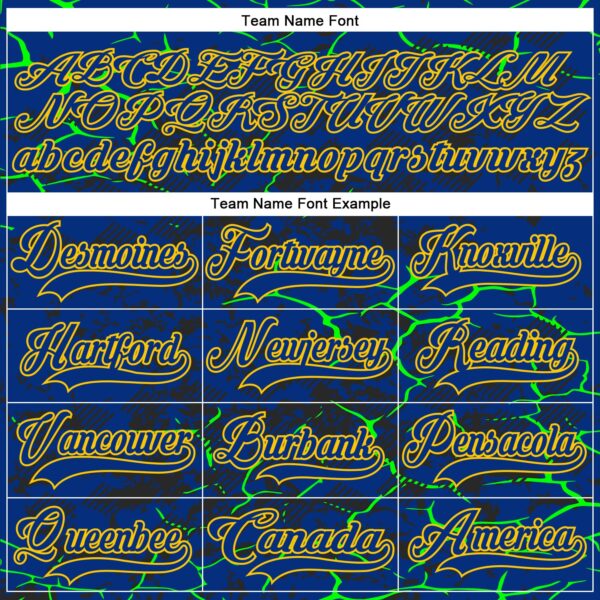 Custom Royal Green Black-Yellow Lightning Hockey Lace Neck Jersey