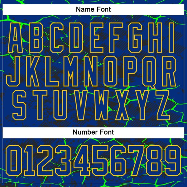 Custom Royal Green Black-Yellow Lightning Hockey Lace Neck Jersey