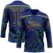 Custom Royal Green Black-Yellow Lightning Hockey Lace Neck Jersey