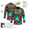 Custom Black Green Pink-Yellow Lightning Hockey Lace Neck Jersey