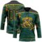 Custom Green Black Orange-Yellow Lightning Hockey Lace Neck Jersey