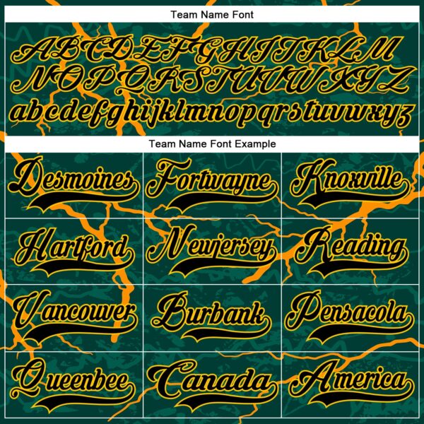 Custom Green Black Orange-Yellow Lightning Hockey Lace Neck Jersey