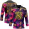 Custom Purple Black Pink-Yellow Lightning Hockey Lace Neck Jersey