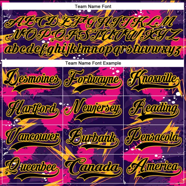 Custom Purple Black Pink-Yellow Lightning Hockey Lace Neck Jersey