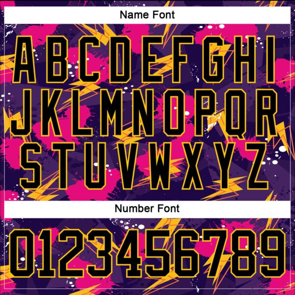 Custom Purple Black Pink-Yellow Lightning Hockey Lace Neck Jersey