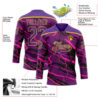 Custom Purple Black Pink-Yellow Lightning Hockey Lace Neck Jersey