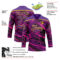 Custom Purple Black Pink-Yellow Lightning Hockey Lace Neck Jersey