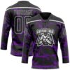 Custom Black Purple-White Lightning Hockey Lace Neck Jersey