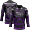 Custom Black Purple-White Lightning Hockey Lace Neck Jersey