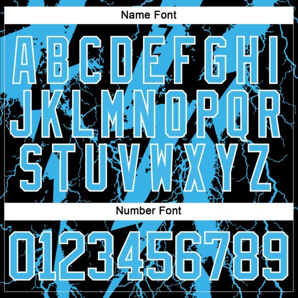 Custom Sky Blue Black-White Lightning Hockey Lace Neck Jersey