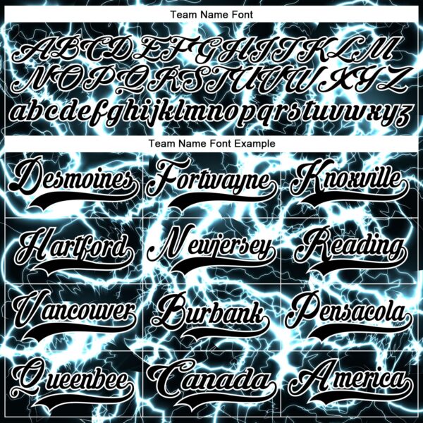 Custom Black Blue-White Lightning Hockey Lace Neck Jersey