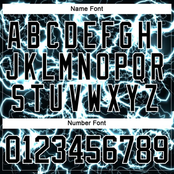 Custom Black Blue-White Lightning Hockey Lace Neck Jersey