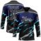 Custom Black Blue Gray-White Lightning Hockey Lace Neck Jersey