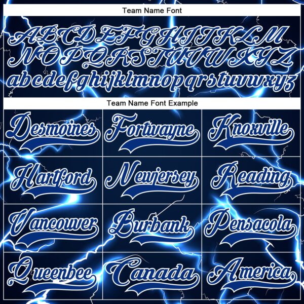 Custom Navy Royal-White Lightning Hockey Lace Neck Jersey