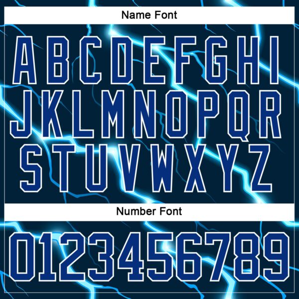 Custom Navy Royal Blue-White Lightning Hockey Lace Neck Jersey