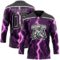Custom Black Purple Pink-White Lightning Hockey Lace Neck Jersey