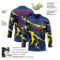 Custom US Navy Blue Yellow Black-Orange Lightning Hockey Lace Neck Jersey