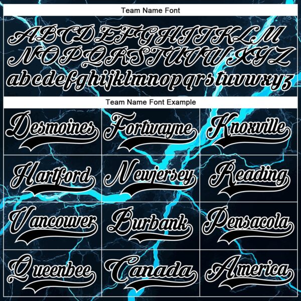 Custom Black Blue-White Lightning Hockey Lace Neck Jersey