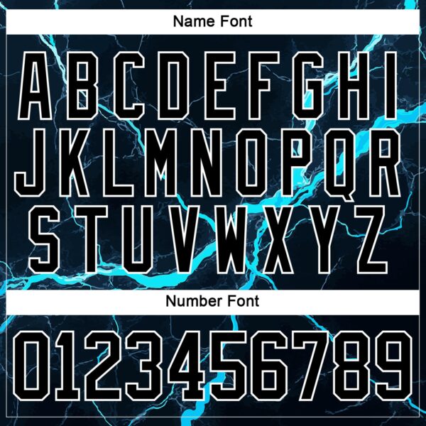 Custom Black Blue-White Lightning Hockey Lace Neck Jersey