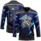 Custom Black Blue-White Lightning Hockey Lace Neck Jersey